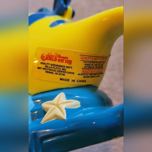 Vintage Flounder "Little Mermaid" Disney On Ice Flip Top Mug/Cup used marks on - Picture 5 of 9